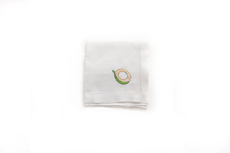 Cocktail Napkin with Hand Embroidered Buko