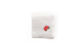 Cocktail Napkin with Hand Embroidered Poinsettia