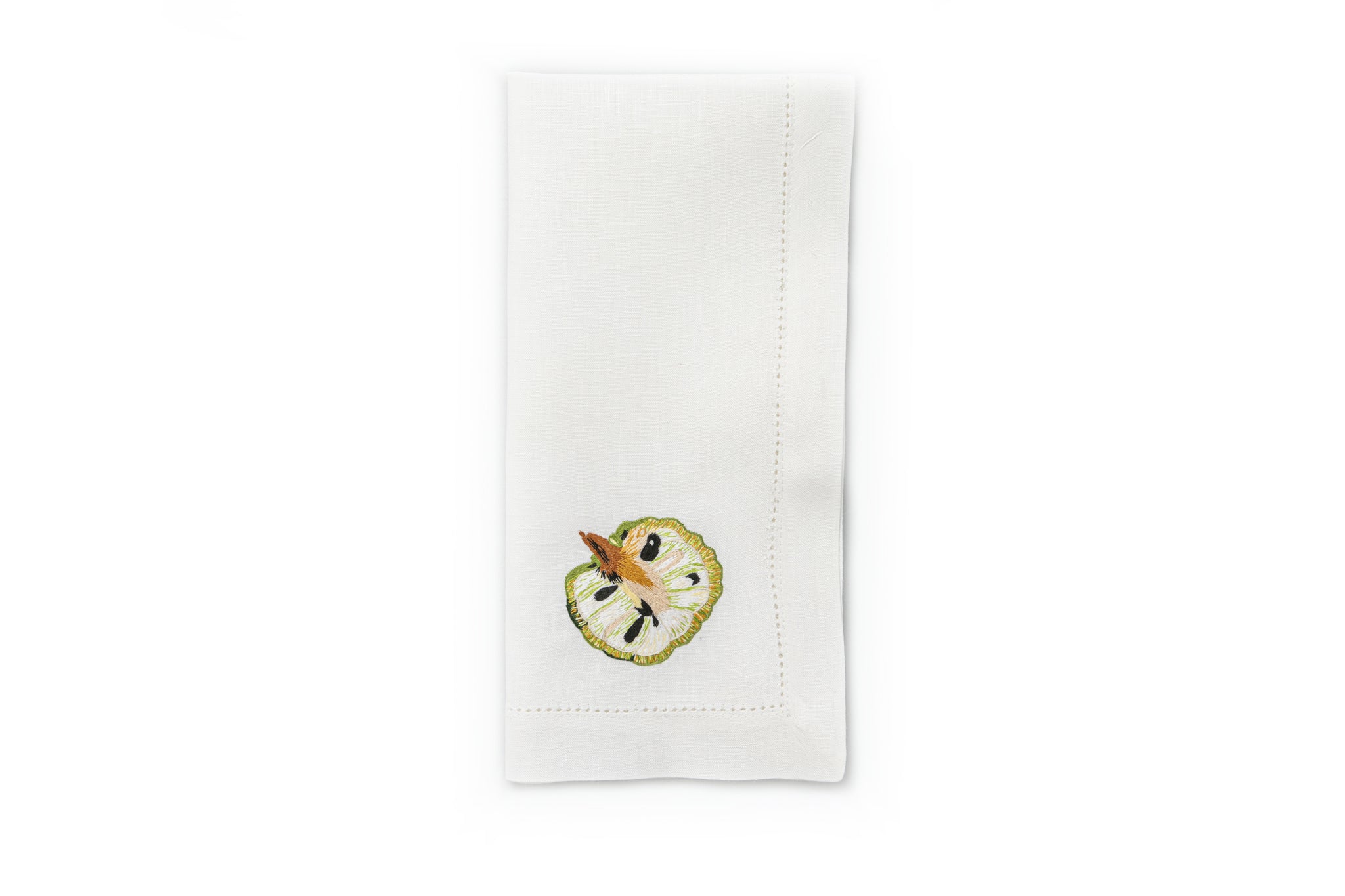 White Napkin with Hand Embroidered Atis