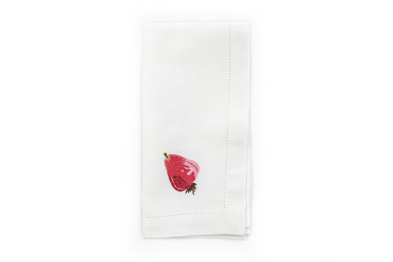 White Napkin with Hand Embroidered Macopa