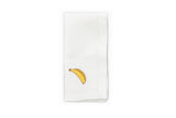 White Napkin with Hand Embroidered Banana