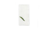 White Napkin with Hand Embroidered Fern
