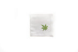Cocktail Napkin with Hand Embroidered Cannabis Leaf